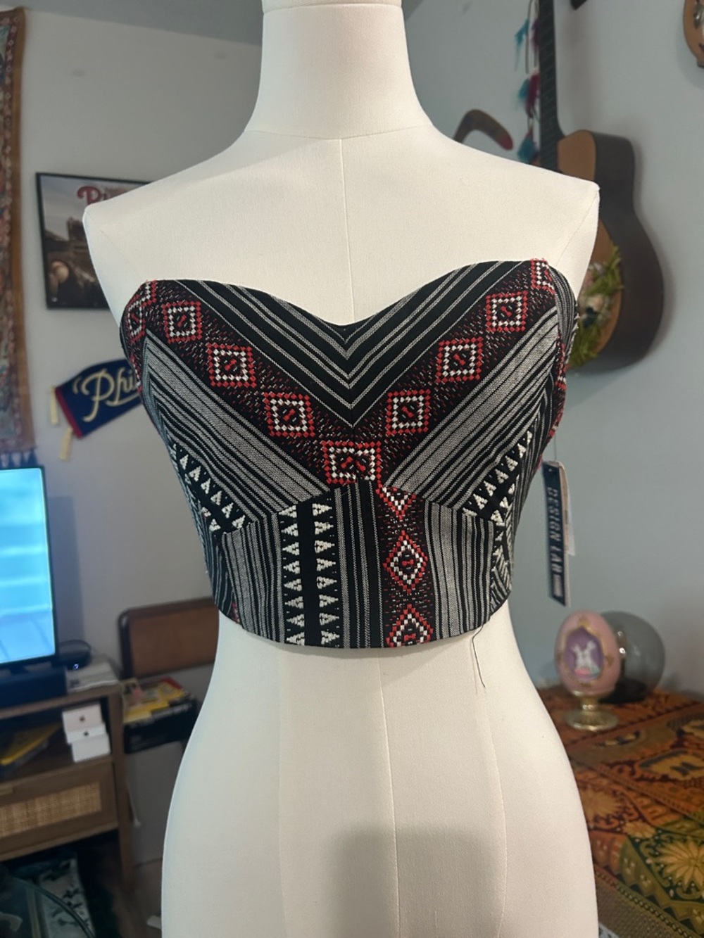 NWT Design Lab Patterned Bandeau Top